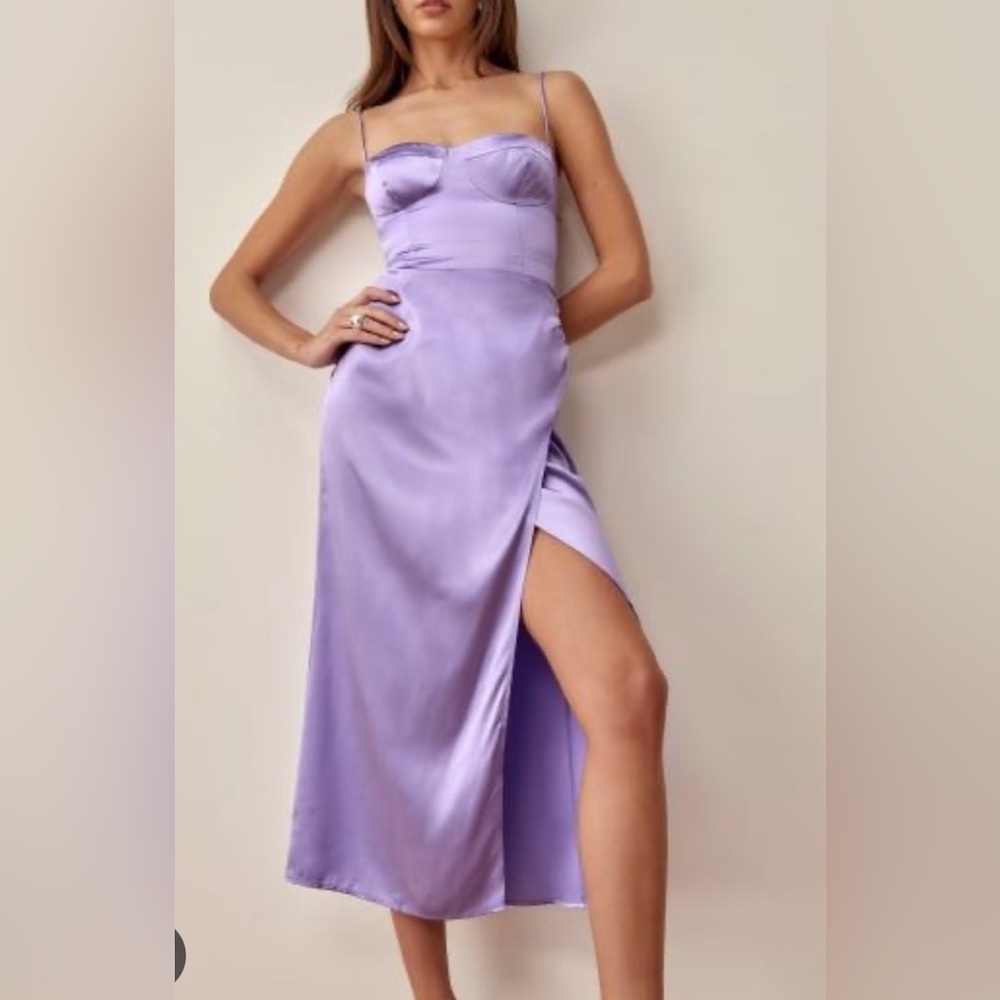 Reformation Marguerite Purple Silk Dress
